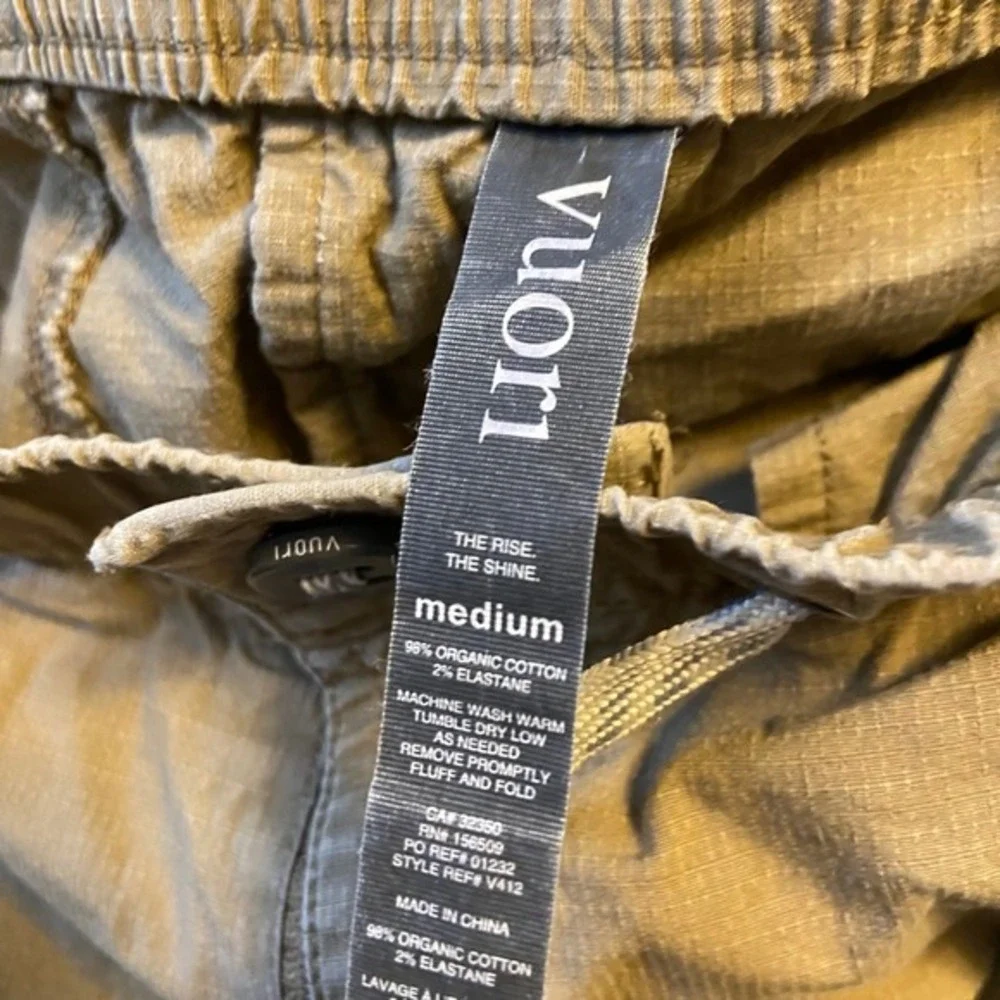 Vuori Ripstop Climber Pants Mens Medium Khaki Tan Organic Cotton V412 Drawstring